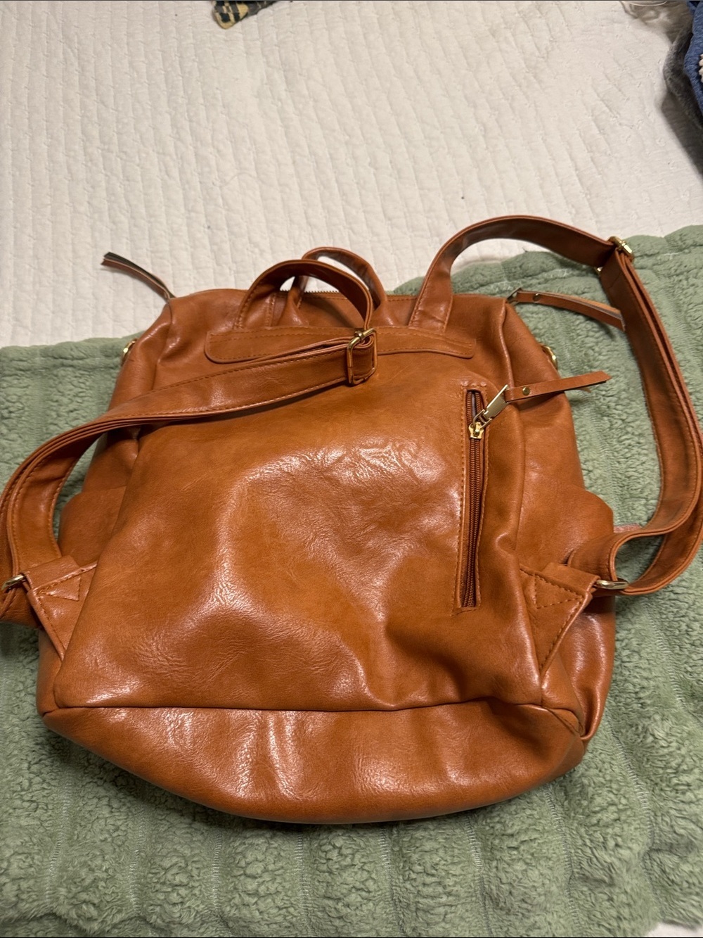 Classic Women's Faux Leather Backpack - brown - Picture 2 of 3